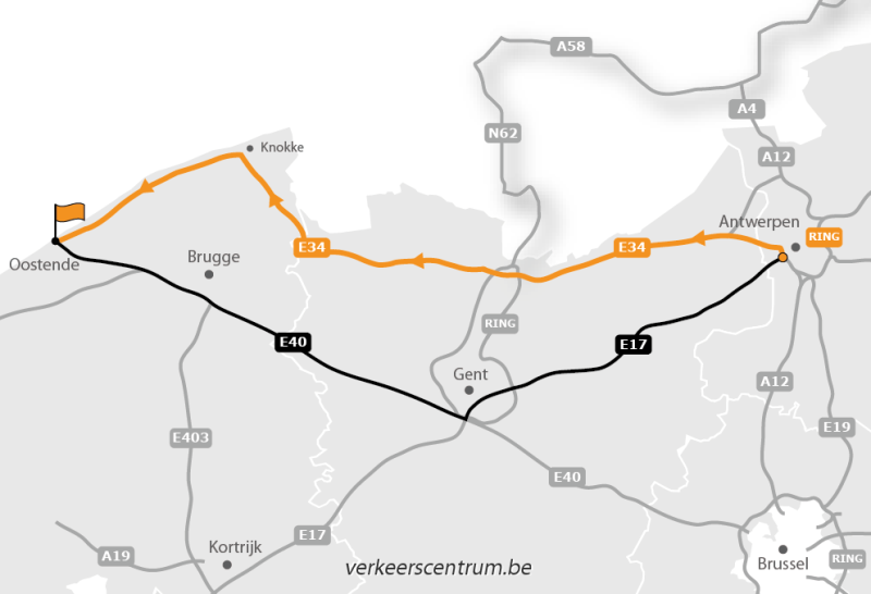 Kaart van de omleiding