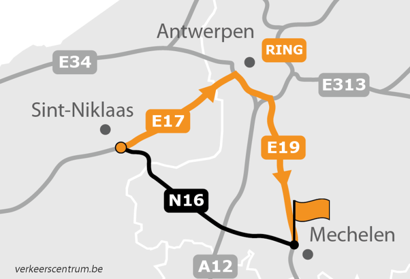 Kaart van de omleiding