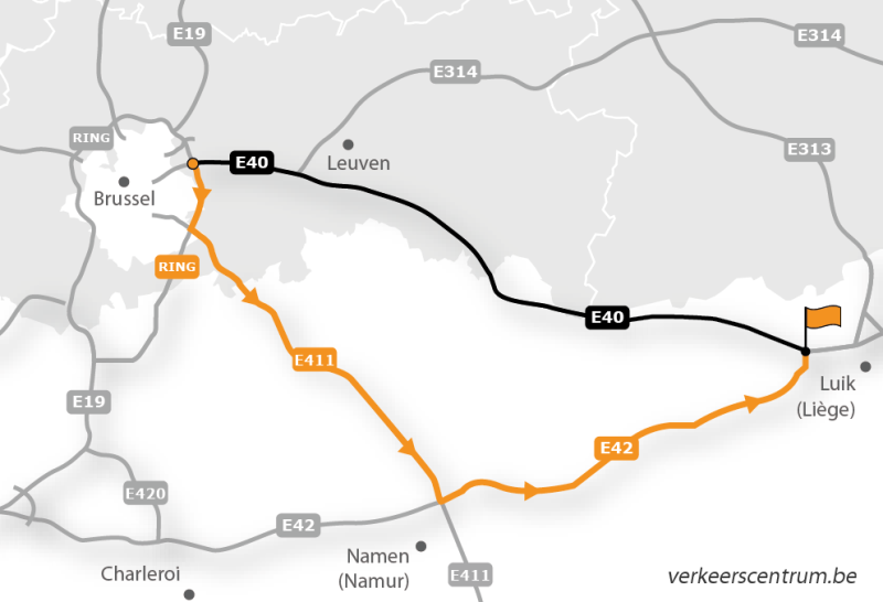 Kaart van de omleiding