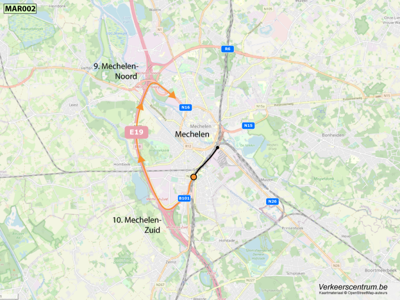 Kaart van de omleiding