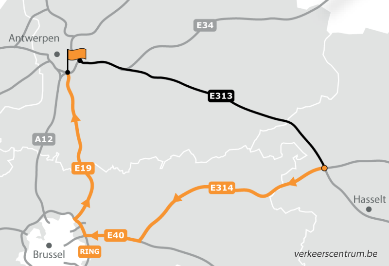 Kaart van de omleiding