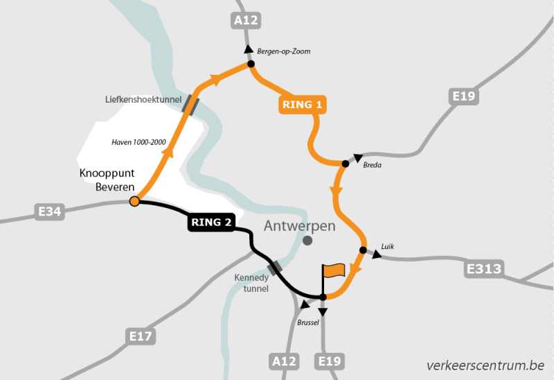 Kaart van de omleiding