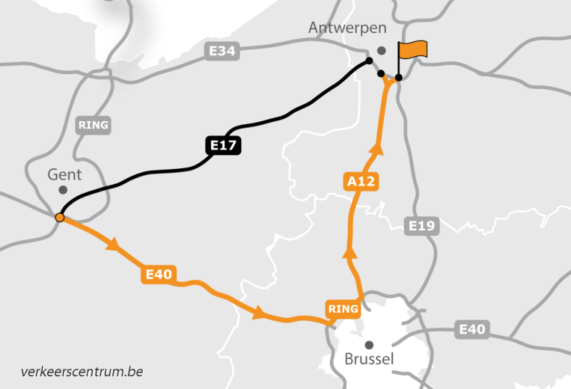 Kaart van de omleiding