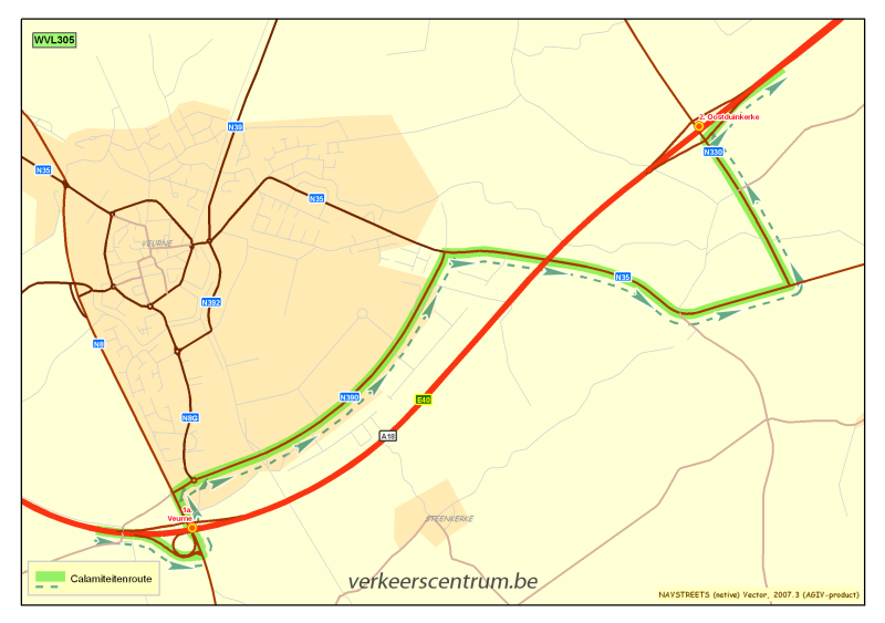 Kaart van de omleiding