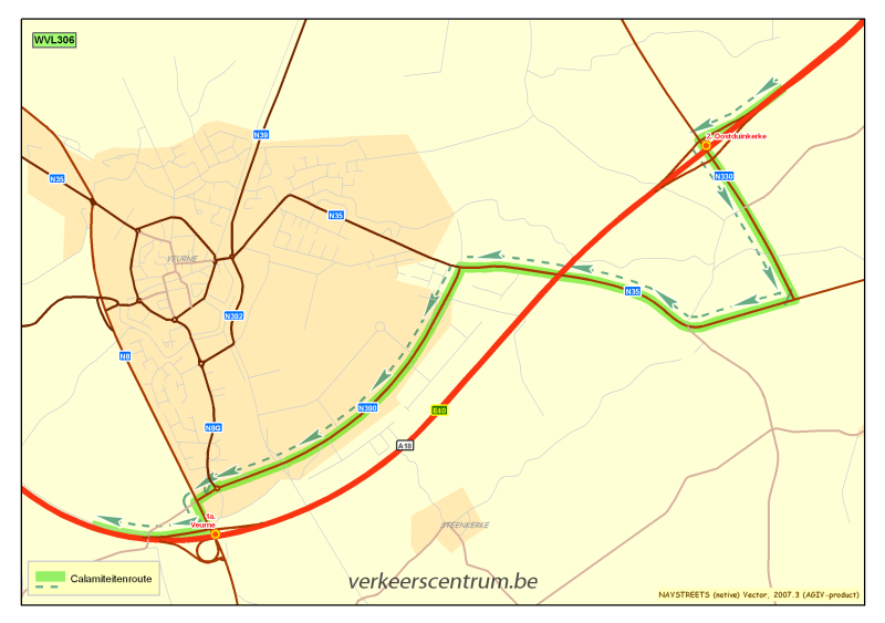 Kaart van de omleiding