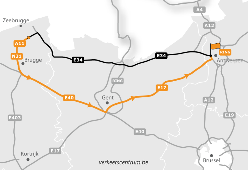 Kaart van de omleiding