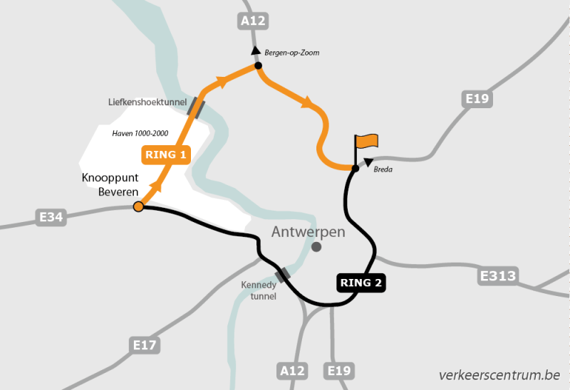 Kaart van de omleiding