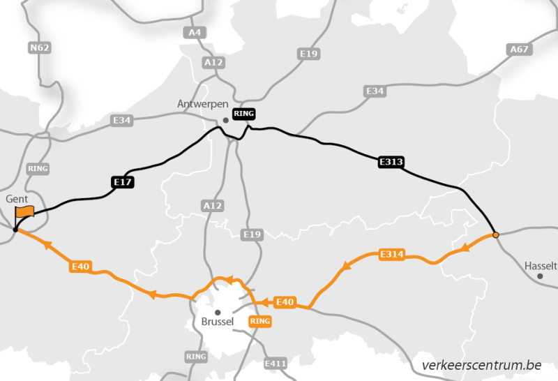 Kaart van de omleiding