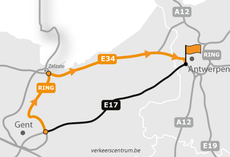 Kaart van de omleiding