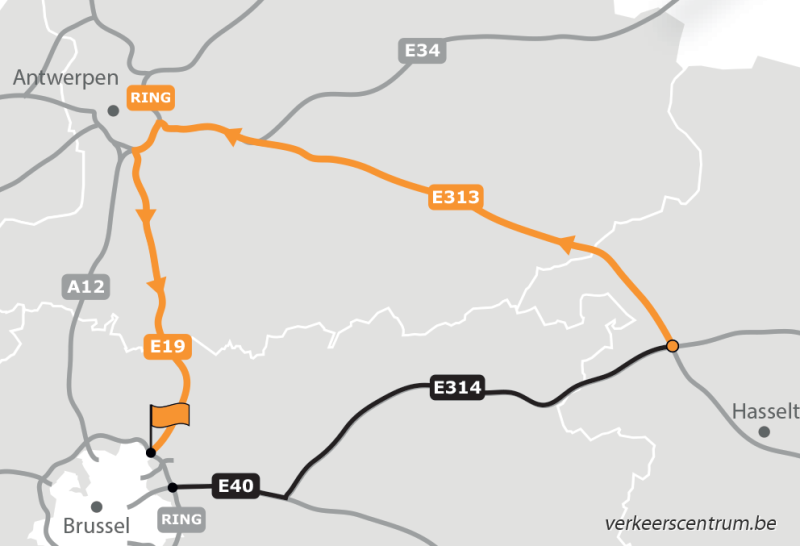 Kaart van de omleiding