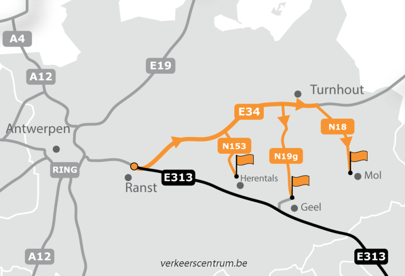 Kaart van de omleiding