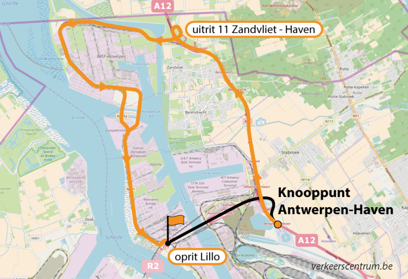 Kaart van de omleiding