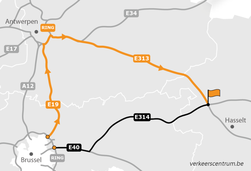 Kaart van de omleiding