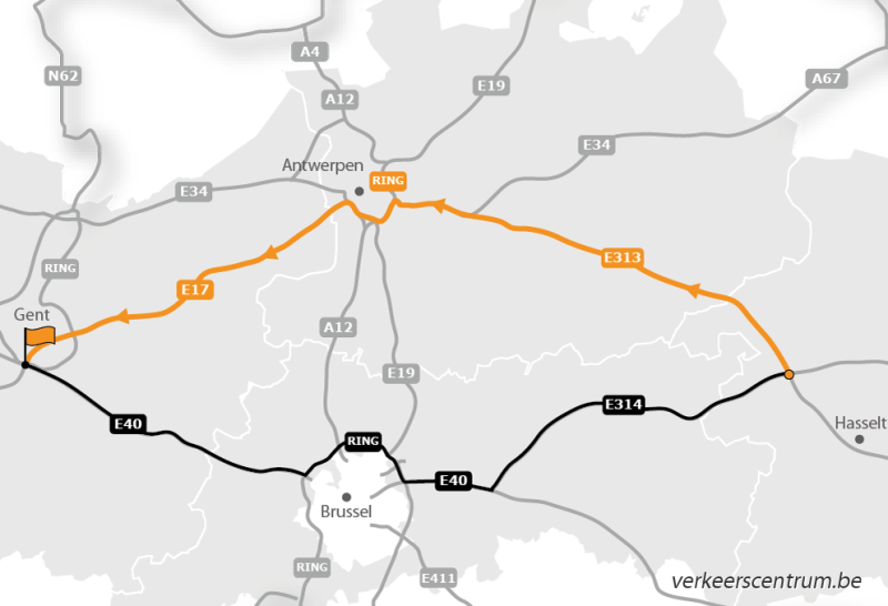 Kaart van de omleiding