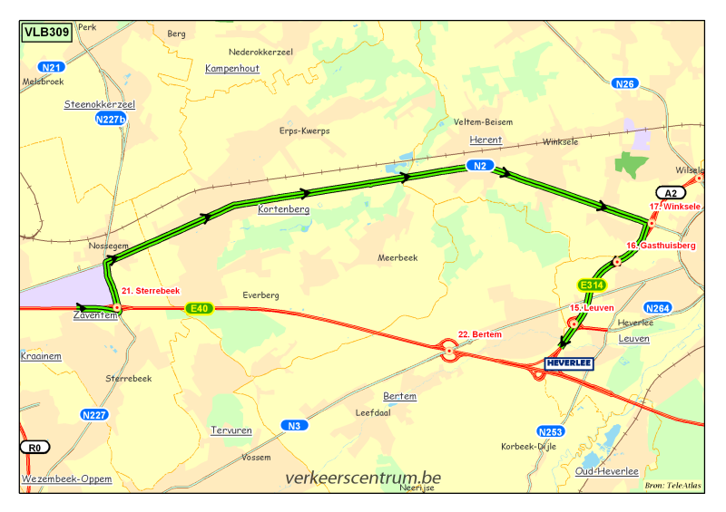 Kaart van de omleiding